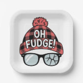 Kerst Oh Fudge Kerstvakantie Grappige Vakantie Papieren Bordje (Voorkant)