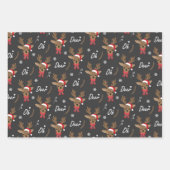 Kerst Oh Herten Rendier Santa Hat Sneeuwzwart Inpakpapier Vel (Voorkant 3)
