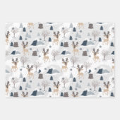 Kerst Oh Herten Rendier Santa Hat Sneeuwzwart Inpakpapier Vel (Voorkant 2)