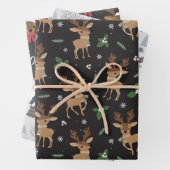 Kerst Oh Herten Rendier Santa Hat Sneeuwzwart Inpakpapier Vel (In situ)