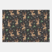 Kerst Oh Herten Rendier Santa Hat Sneeuwzwart Inpakpapier Vel (Voorkant)