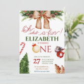 Kerst Oh wat een leuke eerste verjaardag uitnodigi Kaart (Staand voorkant)