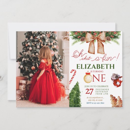 Kerst Oh wat een leuke eerste verjaardagsfoto Kaart (Voorkant)