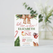 Kerst Oh Wat Leuk Eerste Verjaardagsuitnodiging Briefkaart (Staand voorkant)