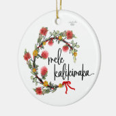 Kerst 'Ohi'a Lehua krans porselein ornament (Links)
