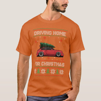 Kerst oldtimer auto kerst lelijke trui retro t-shirt