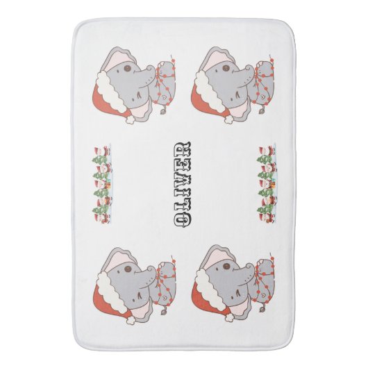 Kerst Olifant Badkamermat Badmat (Voorkant Verticaal)