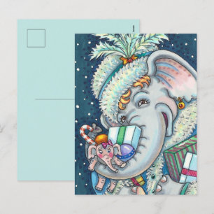 KERST OLIFANT, KRONKELIG VAN GESCHENKEN & GOEDE JU FEESTDAGENKAART