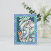 KERST OLIFANT, KRONKELIG VAN GESCHENKEN & GOEDE JU FEESTDAGENKAART (Staand voorkant)