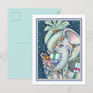KERST OLIFANT, KRONKELIG VAN GESCHENKEN & GOEDE JU FEESTDAGENKAART