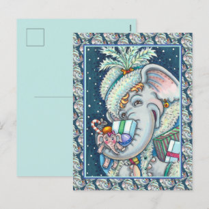 KERST OLIFANT, KRONKELIG VAN GESCHENKEN & GOEDE JU FEESTDAGENKAART