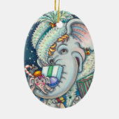 KERST OLIFANT, KRONKELIG VAN GESCHENKEN & GOEDE JU KERAMISCH ORNAMENT (Achterkant)