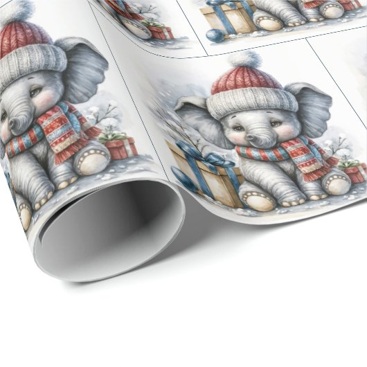 Kerst olifant met geschenken cadeaupapier (Rol Hoek)