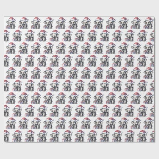 Kerst olifant met geschenken cadeaupapier (Vlak)