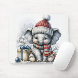 Kerst olifant met geschenken muismat