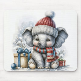 Kerst olifant met geschenken muismat