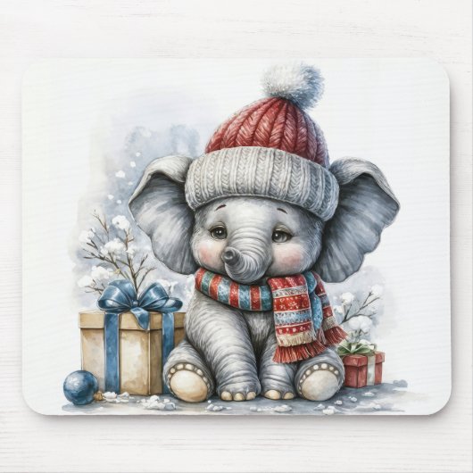 Kerst olifant met geschenken muismat (Voorkant)