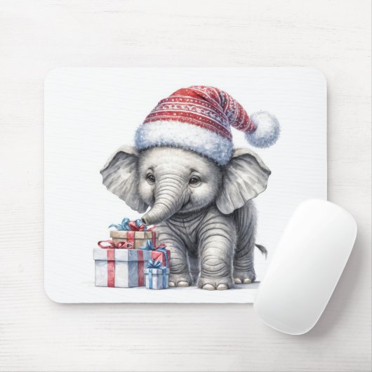 Kerst olifant met geschenken muismat (Met muis)