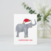 Kerst Olifant Santa Schattige Feestdagenkaart (Staand voorkant)