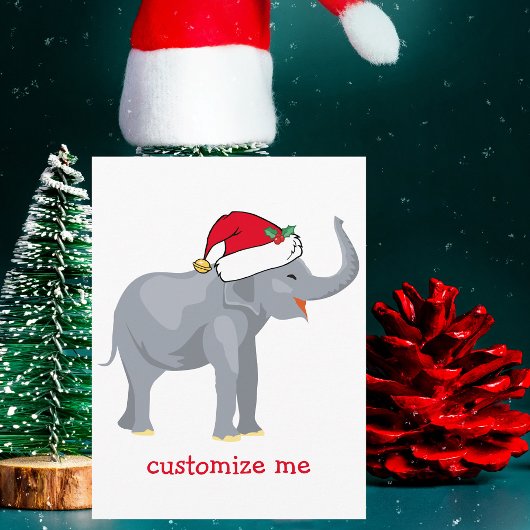 Kerst Olifant Santa Schattige Feestdagenkaart