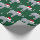 Kerst Olifant Schattige Groen Cadeaupapier (Hoek)