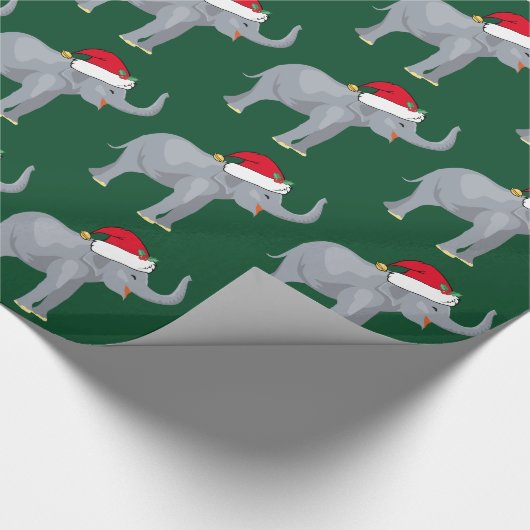 Kerst Olifant Schattige Groen Cadeaupapier (Hoek)