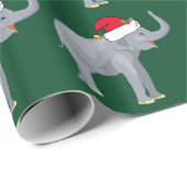 Kerst Olifant Schattige Groen Cadeaupapier (Rol Hoek)