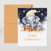 Kerst Olifant Waterverf Briefkaart (Voorkant / Achterkant)