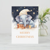 Kerst Olifant Waterverf Feestdagenkaart (Staand voorkant)