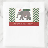 Kerst Olifanten met Petten, Boom, en Chevron Rechthoekige Sticker (Tas)