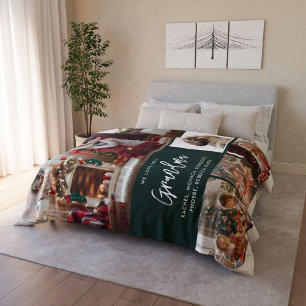 Kerst oma 5 foto's met huisdier gepersonaliseerd sherpa deken