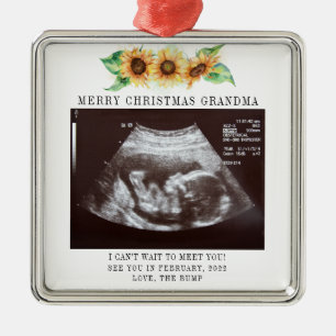 Kerst Oma Baby Foto Zonnebloem Metalen Ornament