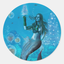 Kerst Onder het Zee (Stickers) Ronde Sticker