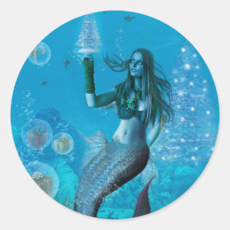 Kerst Onder het Zee (Stickers) Ronde Sticker