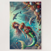Kerst onder het Zee Zeemeerminnenvakantie Legpuzzel (Verticaal)