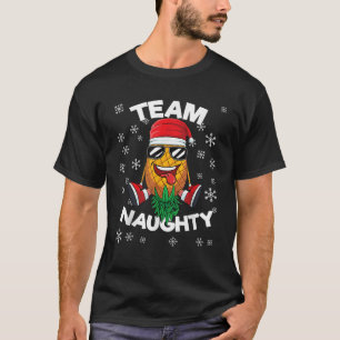 Kerst ondersteboven Ananas Team Naughty Santa T-shirt