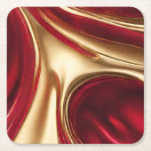 Kerst Onderzetter-Rood en Goud- Kartonnen Onderzetters (Voorkant)