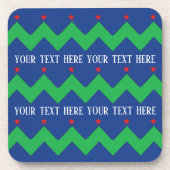 Kerst Onderzetters Groene Bomen en Rode Sterren (Voorkant)