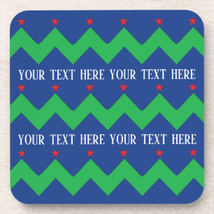 Kerst Onderzetters Groene Bomen en Rode Sterren