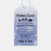 Kerst "Ondeugend" Gift Label Blauw met Sneeuwvlokk Cadeaulabel (Voorkant)