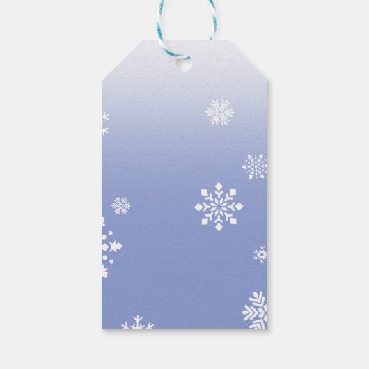 Kerst "Ondeugend" Gift Label Blauw met Sneeuwvlokk Cadeaulabel (Achterkant)