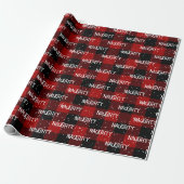 Kerst ONDEUGEND Tekst op Buffalo Plaid Cadeaupapier (Uitgerold)