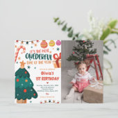 Kerst Onederful Verjaardagsfeest Foto Kaart (Staand voorkant)