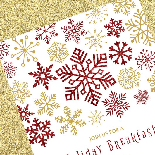 Kerst Ontbijt Uitnodiging Elegante Sneeuwvlokken