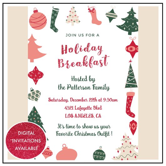 Kerst Ontbijt Uitnodiging Kerstmis Patroon