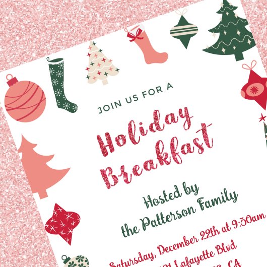 Kerst Ontbijt Uitnodiging Kerstmis Patroon