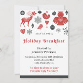 Kerst Ontbijt Uitnodiging Scandinave Patroon (Voorkant)