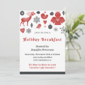 Kerst Ontbijt Uitnodiging Scandinave Patroon (Staand voorkant)