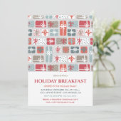 Kerst Ontbijt Uitnodiging Schattige Cadeaupatroon (Staand voorkant)