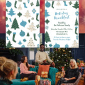 Kerst Ontbijt Uitnodiging Schattige groen blauw